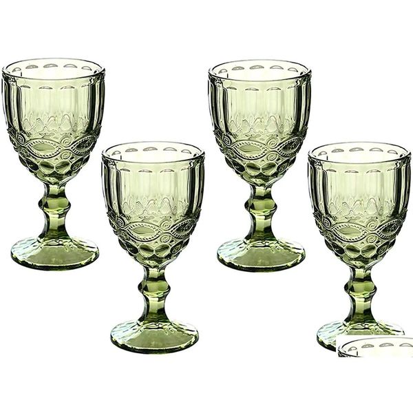 Bicchiere d'acqua colorate da vino 10 once di vetro rosso per la festa di nozze per il succo di bevande in rilievo in rilievo in rilievo casa giardino kitche dhkjx