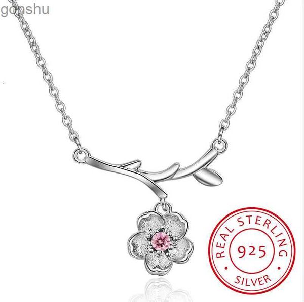 Подвесные ожерелья 925 Серебряная серебряная вишневая колье и кулон вишневого цвета с цепным ожерельем для ювелирных украшений