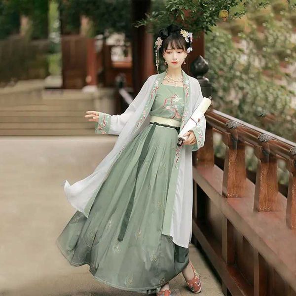 Roupas étnicas primavera e verão nova dinastia canção hanfu feminino feminino adulto estilo chinês bordado da indústria pesada chinês cintura longa traseira