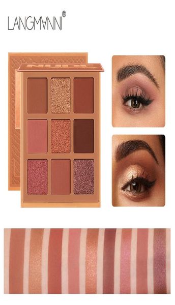 Langmanni 9 Colori Glitter Eccittano Makeup Pallete Shimmer Shimmer Metallic Nude Maggio Pigmentato Cosmetici opachi Eye Shadow1572587