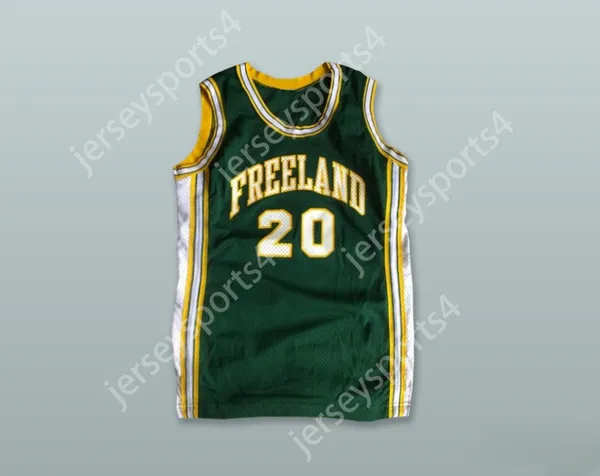 Nome NAY Custom Mens Youth/Kids Freeland 20 Dark Green Basketball Jersey Top Top S-6xl