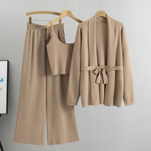 Женские брюки с двумя частями 2024 Fashion 3 Set Women Sexy Vest Long Elive Shaw