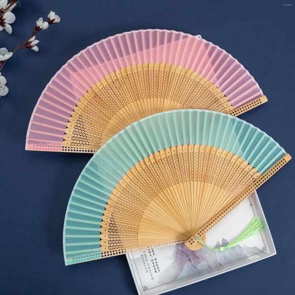 Figurine decorative Gufeng pieghevole Fan di bambù Fan Mahjong Bone Portable Women's Chinese Dance Hanfu Wedding Fans