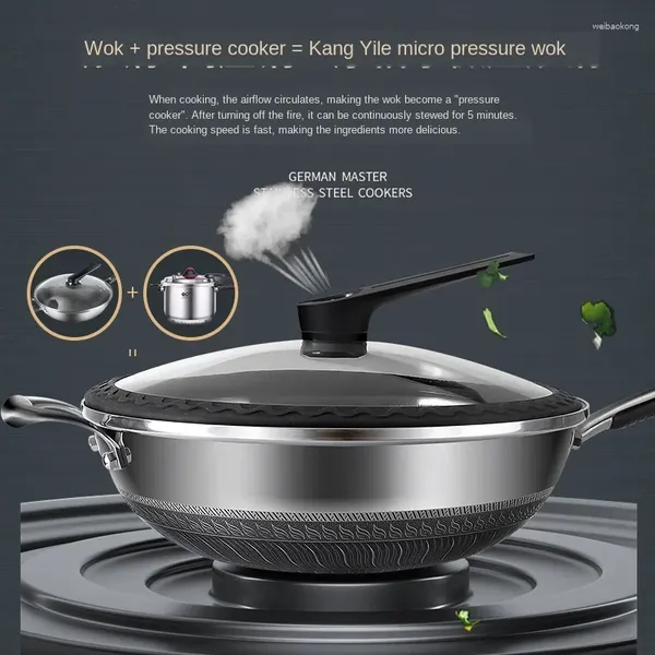 Pans 316L in acciaio inossidabile padella casa non stick pentola a doppia cornice a pressione pentola non rivestita