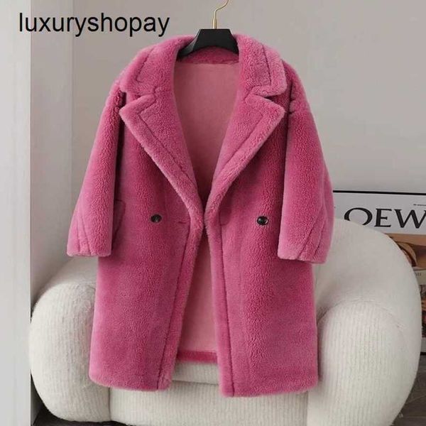 Maxmaras Teddy Bear Coat Damen Kaschmirschichten Wolle Winter 2024 Herbstwinter Neue Silhouette Composite Fur integriert Shee HO0W