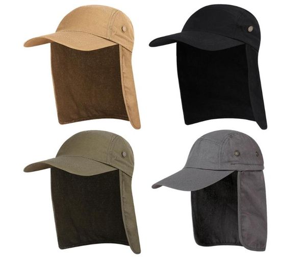 Chapéus ao ar livre Proteção UV Chapéu de pesca de cor sólida Cap com tampa de aba do pescoço da orelha Campo de camping Touring Headwear5480867