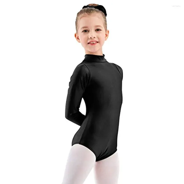 Стадия носить Aoylisey Basic Ballet Dance Letard Lotleneck Turtleneck Girls Gymnastics Bodysuits Spandex Профессиональные выступления костюмы