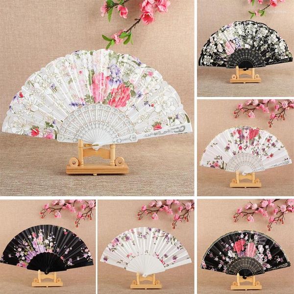 Dekorative Figuren 1pc elegant luxuriöser Tanzfan Stempel Design Falten Sie chinesische Stil Handgehaltene Blumenmuster Vintage