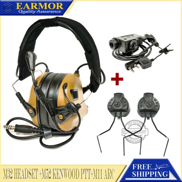 Аксессуары Earmor M32 MOD4 Тактическая гарнитура M11 Адаптер ARC RAIL Adapter M52 PTT Адаптер набор для радиосвязан