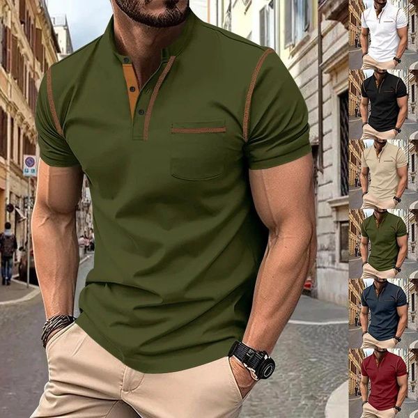 Мужские Polos 2024 American Luxury Summer Hestable Polo рубашка с воротником с короткими рукавами Slim Fit Ball Top