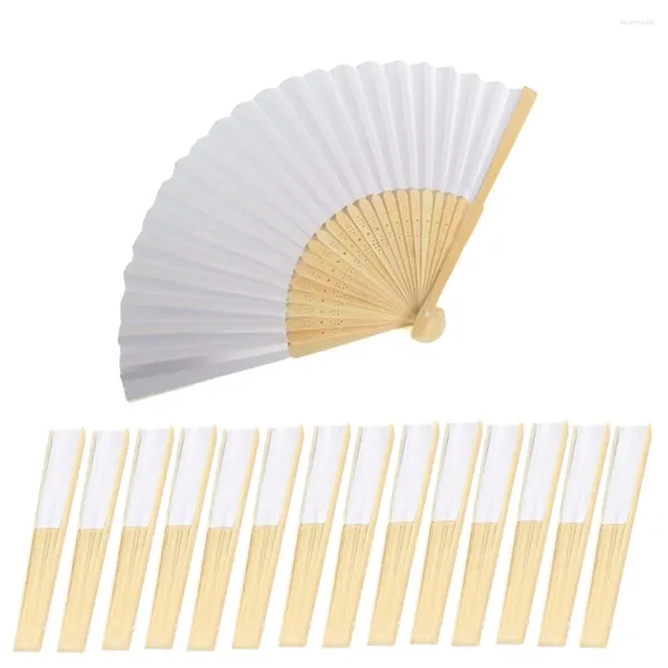 Estatuetas decorativas de papel diy bambu fã dobrável fãs elegantes fãs de caligrafia infantil Practice Presentes de casamento brancos