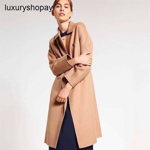 Top Maxmaras Cashmere Coat Womens Wrap Coats Cut Label Классическая верблюда шерсть