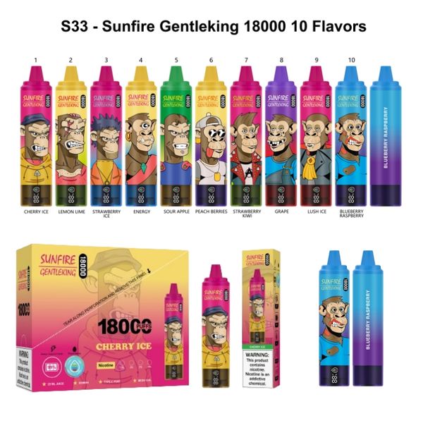 Sunfire 18000 puf% 5% 5% 5 NIC Pen Nargile Vaper Buharlaştırıcı E Sigara Hava Akışı CO Toptan I Vape Tek Kullanımlık Puflar 18K 15K LED Ekran Ekran Tek Kullanımlık Vape Kalem Fransa