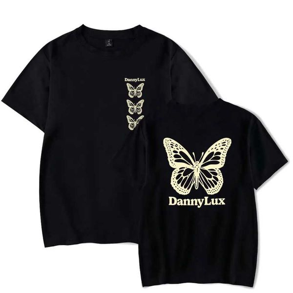 Мужские футболки Dannylux Butterfly T Dlux Альбом Tour Merch Print Футболка Unisex Fashion Fashion Смешная повседневная strtwear T240425