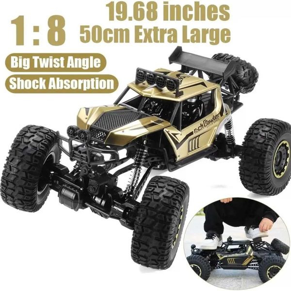 Auto elettrica/RC 1 8 oversize di grandi dimensioni da 50 cm RC Auto 4WD in lega di camion in metallo cramante Mountain ad alta velocità Off-road 4x4 Regali di Natale Veicolo Toys T240428