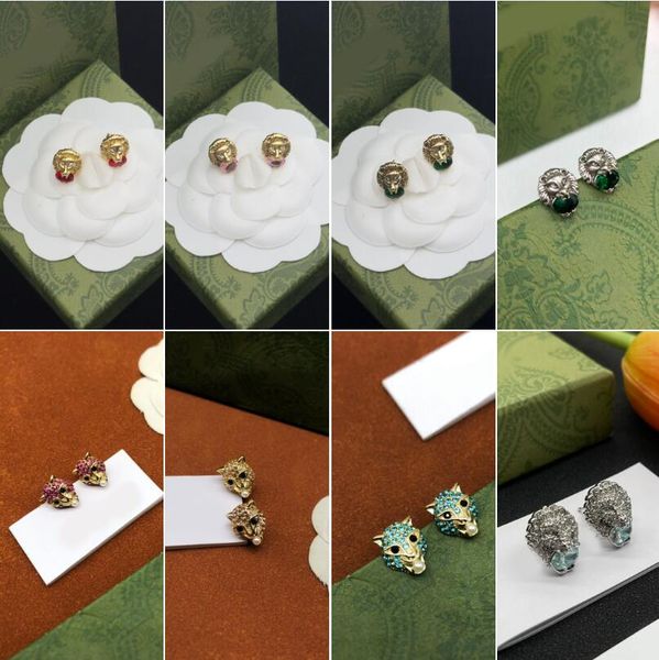 Klasik Küpe Tasarımcısı Kadın Kristal İnci Aslan Cazibesi Küpeler 18K Altın 925 Gümüş Kaplama Paslanmaz Çelik Kulak Saplama Düğün Moda Mücevher Hediye