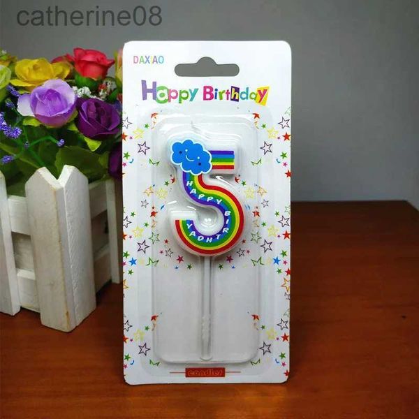 Kerzen Neue Hot 1PC Geburtstagsnummer Kerzen bunte Regenbogen Nummer alles Gute zum Geburtstag Kuchen Kerzen Backdekoration Kerzen D240429