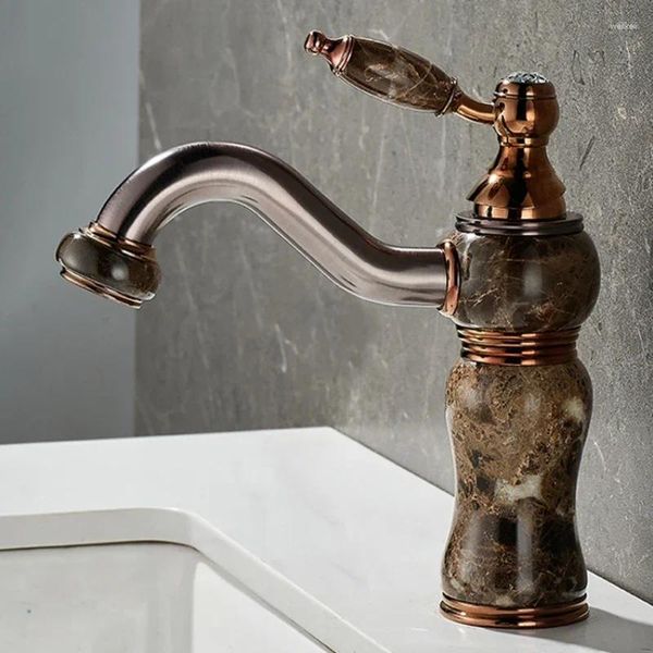 Waschbecken Wasserhähne Vintage-Wasserhahn und kalte All-Copper-Toiletten-Waschbecken Braun Bronze antik amerikanische Roségold