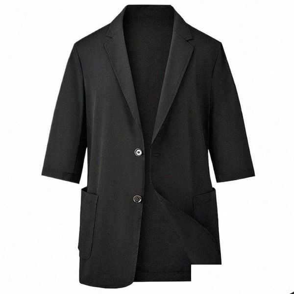 Herrenanzüge Blazer Großgröße Fett Bruder Frühling Sommer Dünn von Mens Ice Seide Sieben-Punkte-Hülle Casual Anzug plus Jacke 140 kg xl Dhuyl