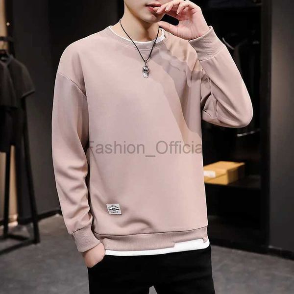 Felpa con cappucci da uomo Farthirt Spring Autumn Men Harajuku O Neck Hoodies Men Casual Solid Color Spazzati FACHI DUE Pullover Base Streetwear Felpa D240429