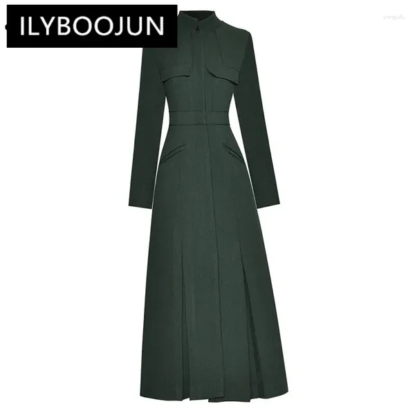 Frauengrabenmäntel Ilyboojun Modedesigner Herbst Winter Coat Frauen stehen Kragen Langarm.