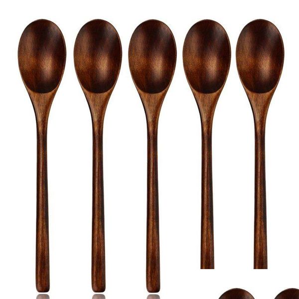 Spoon zuppa in legno per mangiare miscelazione mescolando eco -friendly manico lungo forme in stile giapponese utensile per la consegna a goccia all'ingrosso ho dhsg8