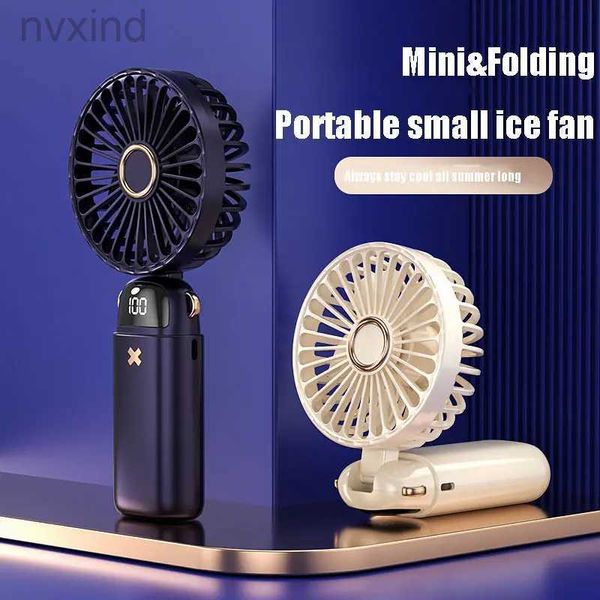 Электрические вентиляторы Новый USB -портативный вентилятор Mini Portable Student Small Fan Digital Display Складывание Aromatherapy Small Electric Fan D240429