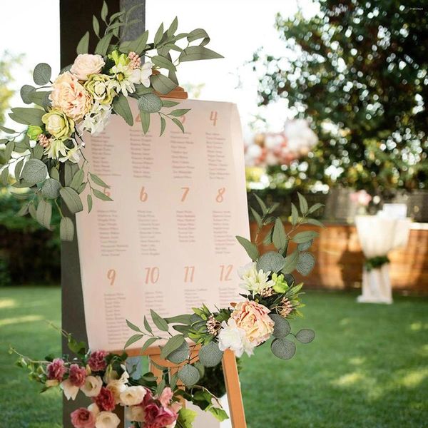 Flores decorativas 2 peças Arco de casamento Decorações da mesa Centropiece Garland Garlands Floral para recepção Decoração de festa