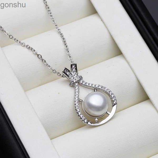 Collane a ciondolo bellissima collana a sospensione 925 in argento sterling per donne nere Nera Natural Natural Fresh Water Pearl Necklace come regalo di anniversario