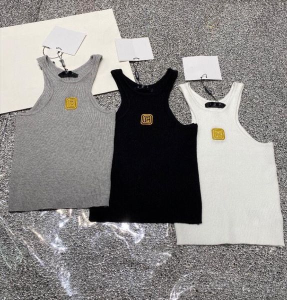 Yüksek kaliteli kadın tankları Camis Gold Nakış Örtüsü Yelek Kolsuz Kazak Kadın Tank Top