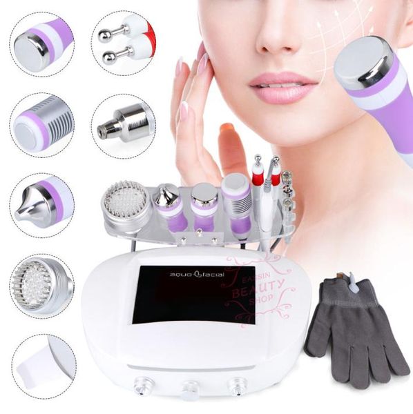 6 in 1 Mikrodermabrasion für Akne Ultraschallkalthammer Bio -Galvanic Handschuh Gesichtsbehörde Deep Cleansing Beauty Machine8320586
