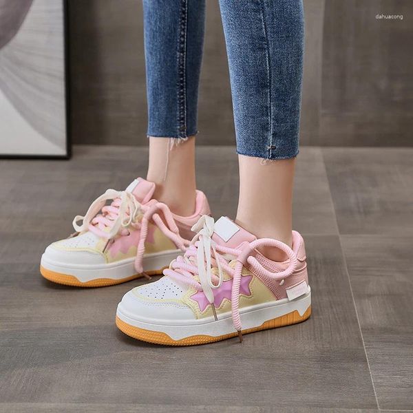 Scarpe casual Chunky 2024 Style Pink Cute Women's Letter versatile Kawaii Donne Vulcanizzate Sneaker Piattaforma per bambina Vulcanizzate