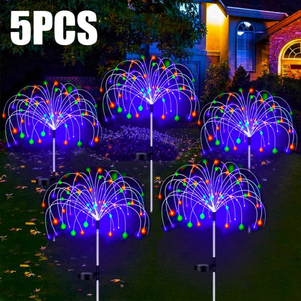 Dekorationen Solar LED Fairy Pathway Leuchten im Freien wasserdichte Feuerwerk Dekor Garten Rasen Rasen Solar -Kraftlampe für Garten Balkon Terrasse Weihnachten