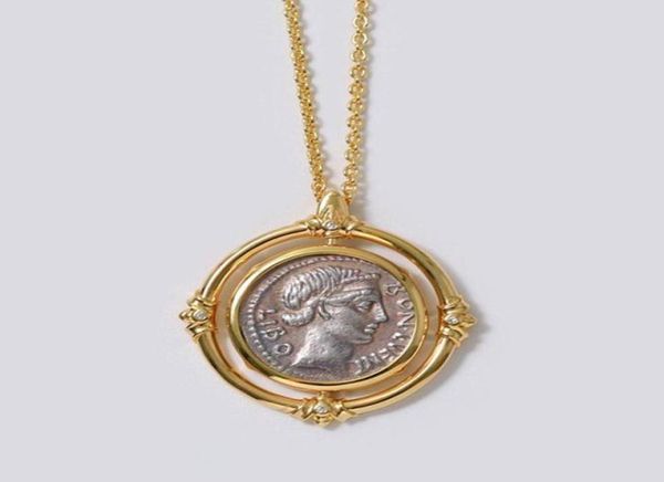 Collane a ciondolo Gioielli di moda Gioielli Solido intagliato Ancient Roman Coin Coin Plating 18K Gold Boutique Whole6327511