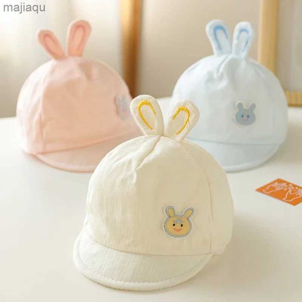 Cappelli cappelli carini orecchie di coniglio cappello da baseball cappello da baseball solido cartone animato cappello da sole neonato regolabile cotone morbido baby da baseball hatl240429