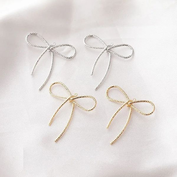 8pcs Bogenanhänger Zauber für Schmuck Making DIY Drop Ohrringe Handgemachte Messing 14K Gold plattierte Befunde 30*33 240429