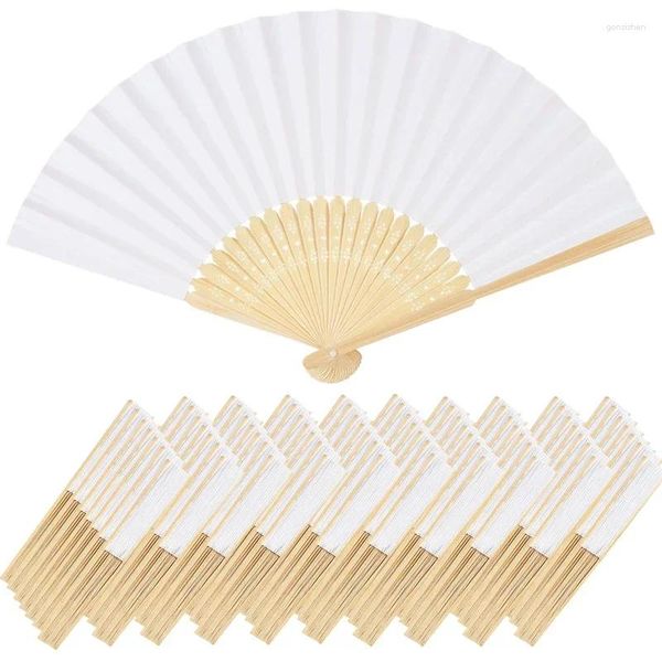 Estatuetas decorativas 10/20/30pcs White Dobrable Fan Fan Portable Chineses Bamboo Presentes de casamento para a festa de aniversário Decoração infantil