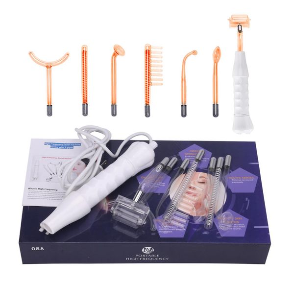 7 em 1 Electrodo de alta frequência Tubo de vidro Violet Purple Light Acne Wand Cuidado de pele Spot Spot Removedor de acne Spa Facial Beauty Machine4516869