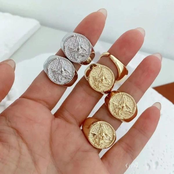 Clusterringe 5pcs Einfache Mode Gold/Silber plattiert Kupfer Trendy Plattierung einstellbarer Ringreligion Schmuck Großhandel Großhandel