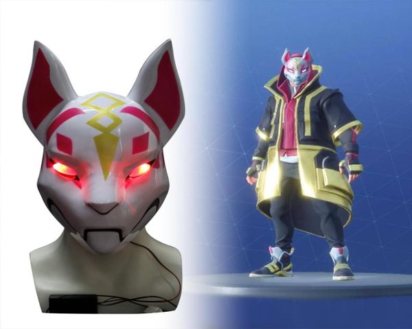 Kitsune Fortniter Mask Drift Fox con LED Light Battle Royale Full Face Halloween Party Mask Vendi in costume Mask4585810