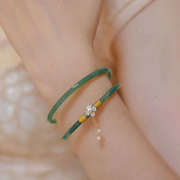 Catena 2pcs/set di donne in giada naturale fascino in stile cinese bracciale antico bracciale dolce braccialetto di matrimoni di gioielli in porcellana