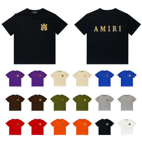 T-camisas de camisetas amiiriis 2024 homens US 2024 Tigre com letras impressas de hip-hop High Street Round Round Bleeve Manga Camiseta X02F