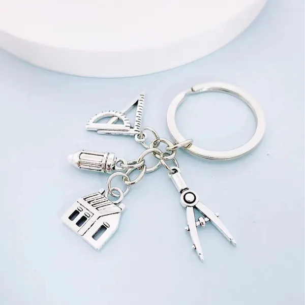 Keychains House Key Ring Compass Architect Keychain Engineer Engineering Student Desenho de Desenho de Desenho