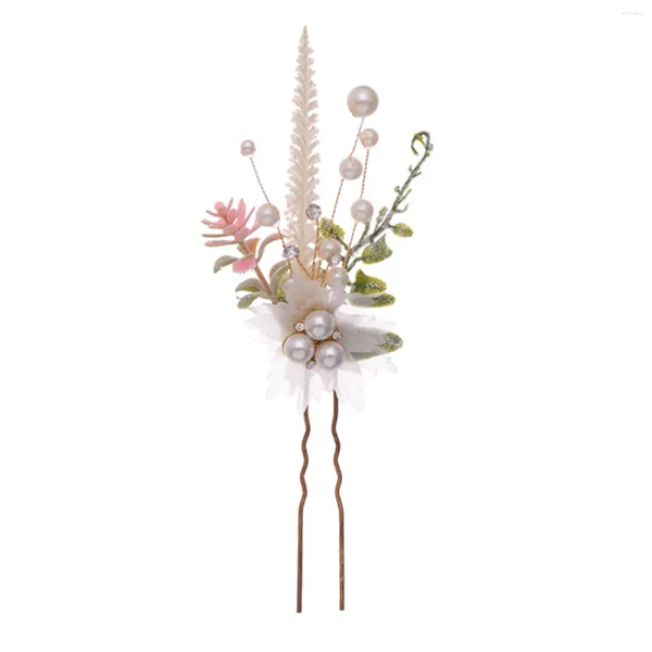 Clipes de cabelo 3 PCs Flower Pearl Wedding Pins Woman Cosplay Shape Pin para um estilo cacheado espesso decorativo