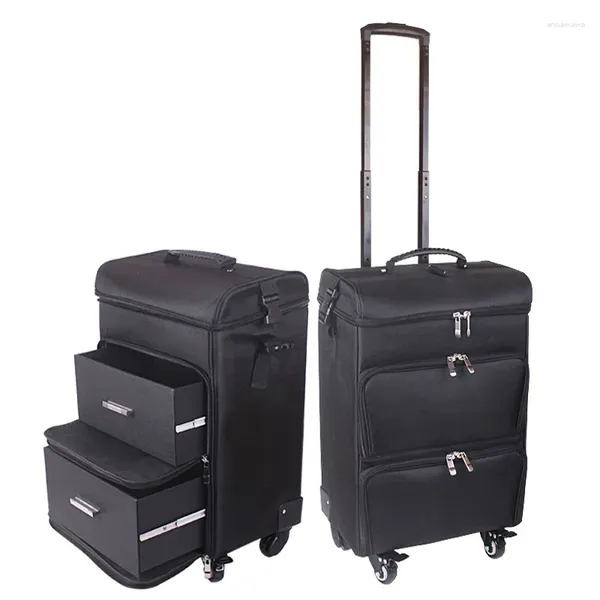 Koffer Oloey Trolley Kosmetikkoffer Rolling Gepäcktasche auf Rädern Ladies Nails Make -up Toolbox Schönheit Tattoo Salons Koffer