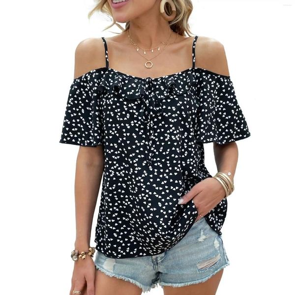 Blouses feminina Camisa de chiffon de verão para mulheres moda 2024 Party casual Beach Wear Halter Top sem cardigã