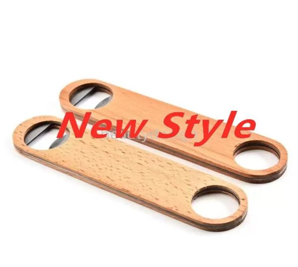 Apri per bottiglia per legno Apri barra per bottiglia di birra Blade Aprile vintage Manico in legno in acciaio inossidabile Aprile per barista in stock 0407012265