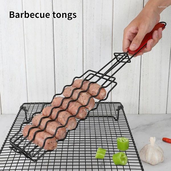 Platthaltzübung Camping Edelstahl Hundegrill Clip Nicht-Stick Schinken Wurst Backnetz BBQ Rack Rack