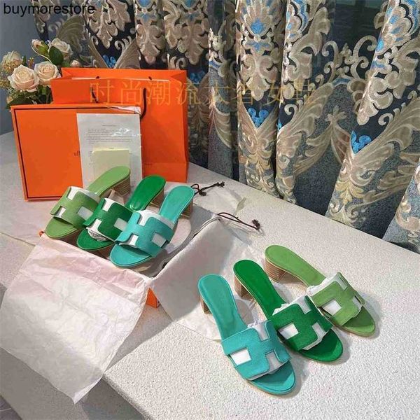 Дизайнерские сандалии Orans Slippers Острые кожаные женщины летняя пляжная модная масло фрукты зеленые