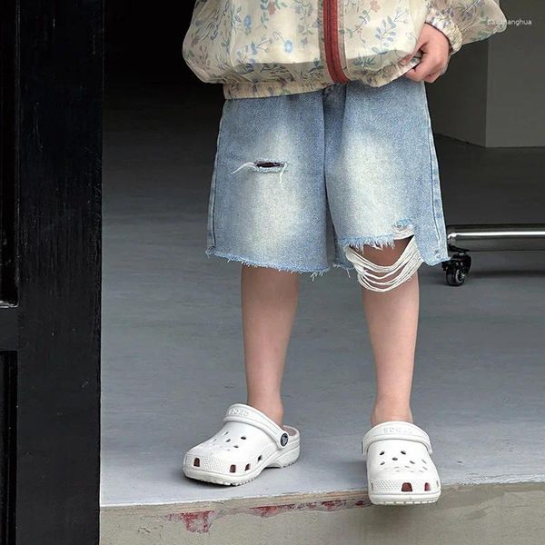 Pantaloni per bambini abbigliamento ragazzi strappati jeans estate 2024 in stile coreano baby casual kids aoseble shorts in denim